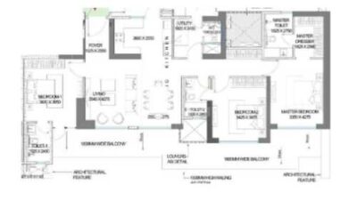 Adani The Marq - 3 BHK (1288.99 sqft) Apartment